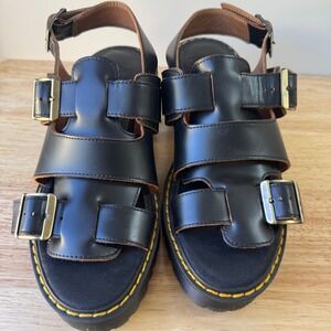 Dr. Martens The Ariel Black Leather Chunky Platform Sandal Size 6